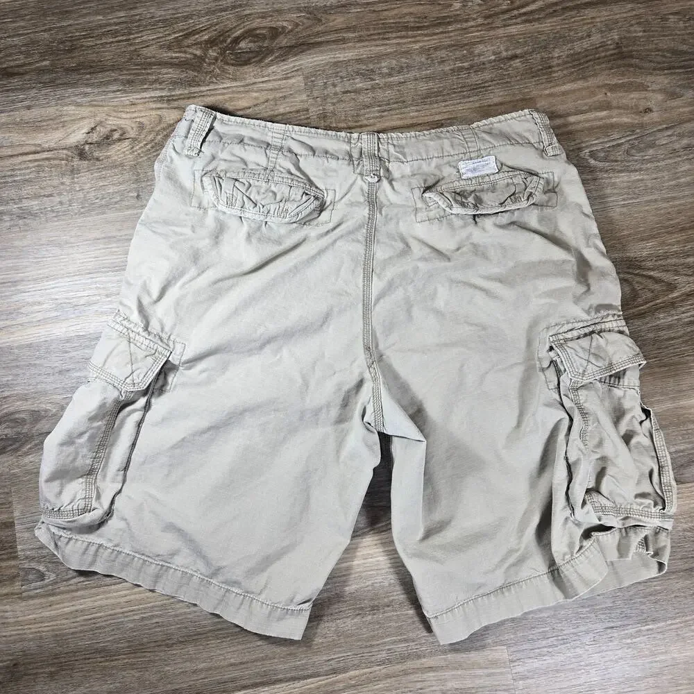 Vintage Y2K Polo Jeans Ralph Lauren Cargo Shorts Mens 38 Beige Ripstop Utility